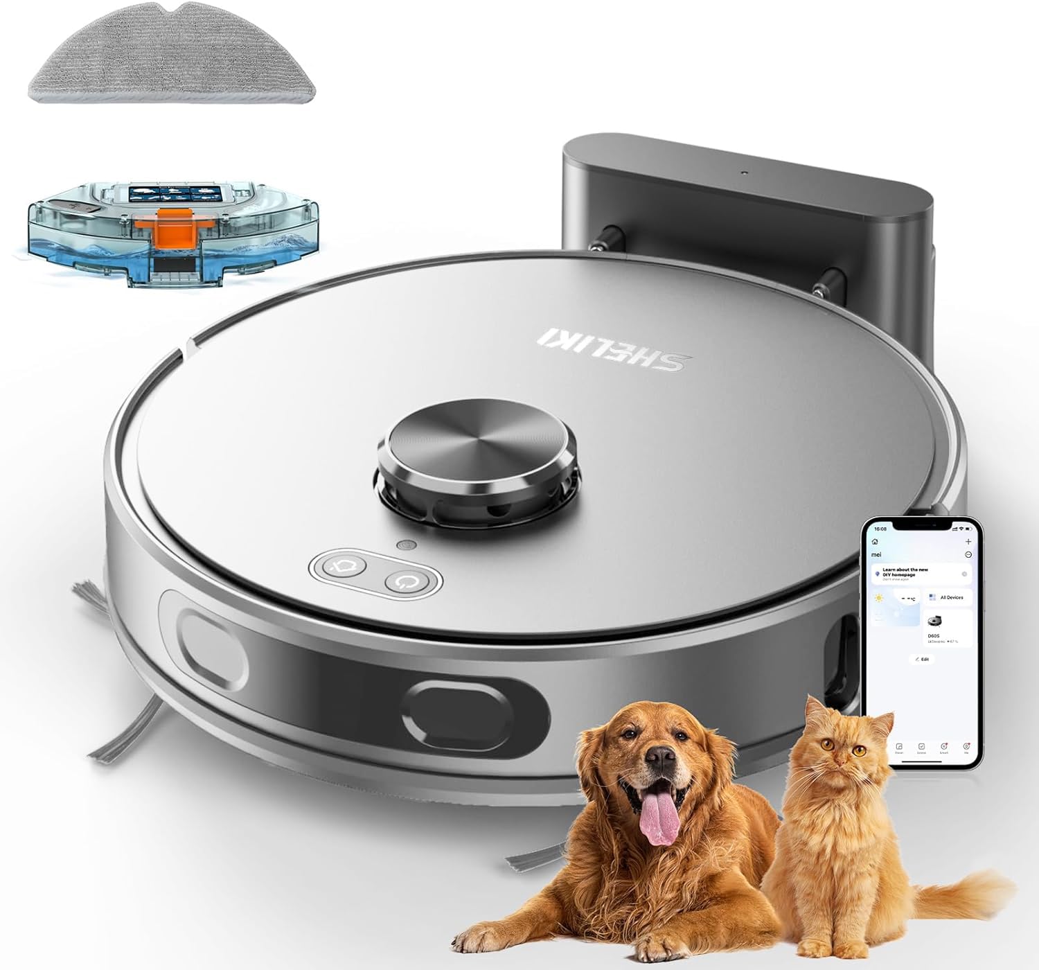 Photo 1 of Robot Vacuum and Mop, Mapping Robotic Vacuums Cleaner with LiDAR Navigation Smart & Strong Suction, WiFi/App/Alexa/Voice Control, Obstacle Avoidance, for Home, Wood/Hard Floors, Pet Hair -Gray