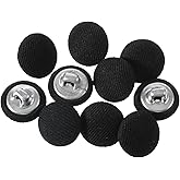 10Pcs 20mm Black Fabric Buttons Cloth Covered Buttons for Sewing Black Suit Button Covered Round Vintage Metal Shank Sewing Button for Jacket Dress Blouses Gowns