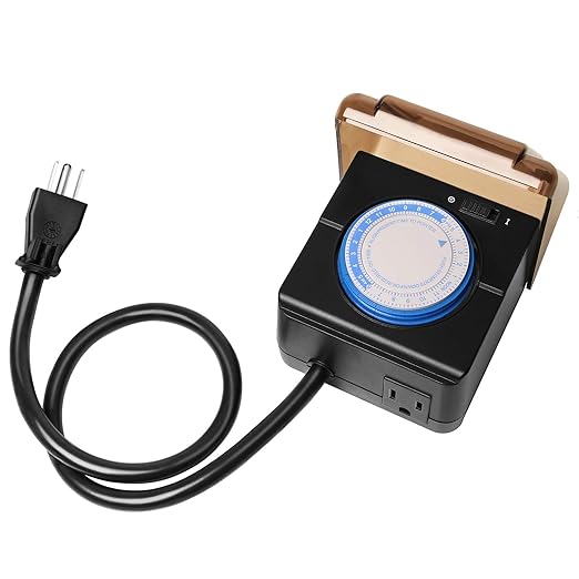 DEWENWILS Outdoor Mechanical Timer 1 HP with 18 inch Cord, Waterproof