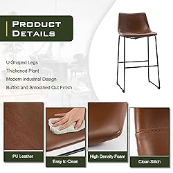 NicBex Retro Bar Stools Crazy-Horse Leather with