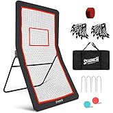 Staunch Sports 4x7ft Lacrosse Rebounder for Backyard, Fields or Indoors - Strong Rebounder Net with 5 Rebound Angles, Neon Target Strap, and 2 Balls - Durable and Versatile Lacrosse Training Equipment
