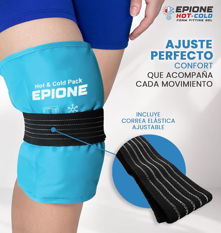 Saco de gel térmico e frio EPIONE com tiras | Compressa Grande para Ombros, Joelhoeira, Cotovelos, Ancas e Costas | Terapia para Lesões, Entorses, Inchaço e Dores Musculares (27 x 37 cm)