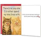 ICOOLYI Funny Valentine’s Day and Anniversary Card Gift for Women Men – Cute Cat-Themed Romantic Love Card for Couples, Husband, Wife, Boyfriend, or Girlfriend, Him Her