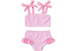 YOUNGER TREE Toddler Girls Two Pieces Swimsuit Color Block Stripe Swimwear Summer Beach Bathing Suit 18M-5T