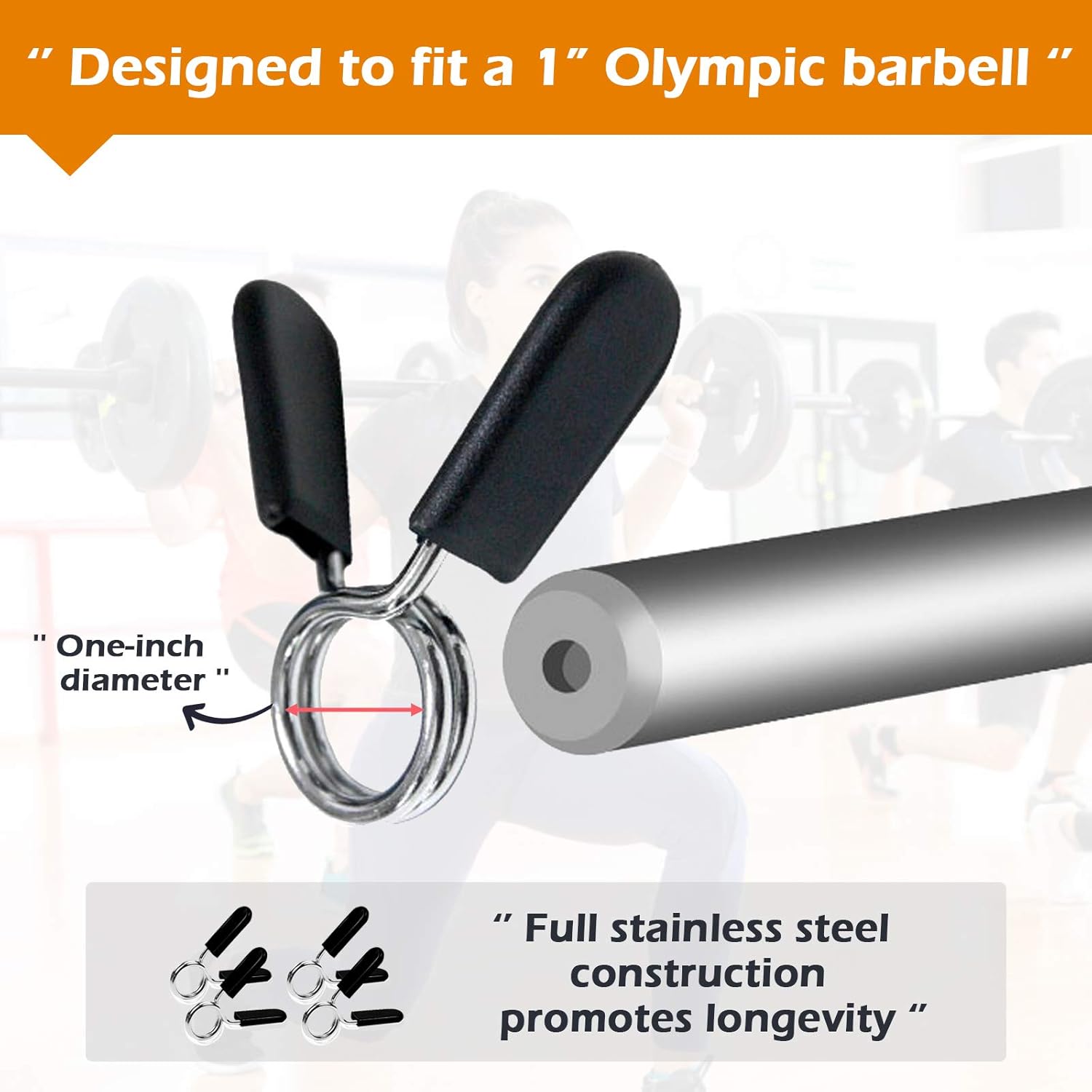 Pack of 8 1 Inch Barbell Clamps Collars Set Quick Release Pair of