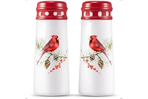 WOOBUD Christmas Salt and Pepper Shakers - Cardinal Christmas Decorations, Farmhouse Cute Salt Pepper Shaker Set Red Bird Decor, Cardinal Christmas Ornaments - Holiday Xmas Stocking Stuffers Cardinal Gifts