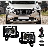 CHANGYA9 LED Fog Lamps Assembly Compatible with 2021 2022 2023 Nissan X-Trail/Rogue,Fog Lights with Covers Harness Switch Kit Left&Right Side Fog Lights Assembly NS207A