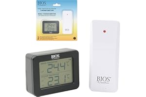 BIOS Weather Wireless Indoor/Outdoor Thermometer – Compact Weather Station with MIN/MAX Memory, °C/°F Display, 3-Channel Capa