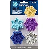 R&M Christmas, Winter Pastry & Cookie Cutter Set of 4, Assorted Colors and Designs, Winter, Frozen, Snowflakes. 2 Inch Cookie Cutter