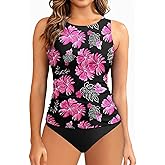 Aqua Eve Women's High Neck Tankini Swimsuits - Two Piece Tummy Control Bathing Suits Modest Swimwear 2025