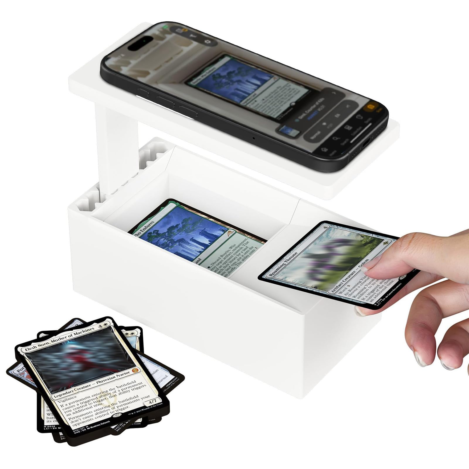 Trading Card Scanner Stand for TCG/MTG Cards, ABS Portable Scanner Stand with ManaBox App, Fast Scanning and Price Comparison of MTG Cards, Adjustable Holder, (Non-3D Printing)