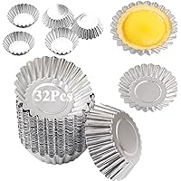 Egg Tart Molds 32Pack Tart Pan 2.75inch, Mini Tart Tins Aluminium Mini Tart Pans for Baking (32Pack-2.75inch)