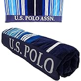 U.S. Polo Assn. Oversized (40” x 70”) Striped Nautical Design Beach Towel - Luxury Plush Cotton Hotel Quality for Bath, Pool - Ship Shape Stripe