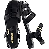 CUSHIONAIRE Benny Closed Toe Fisherman Womens Sandals - Flat Dressy Comfortable Sandals for Women with Adjustbale Ankle Strap