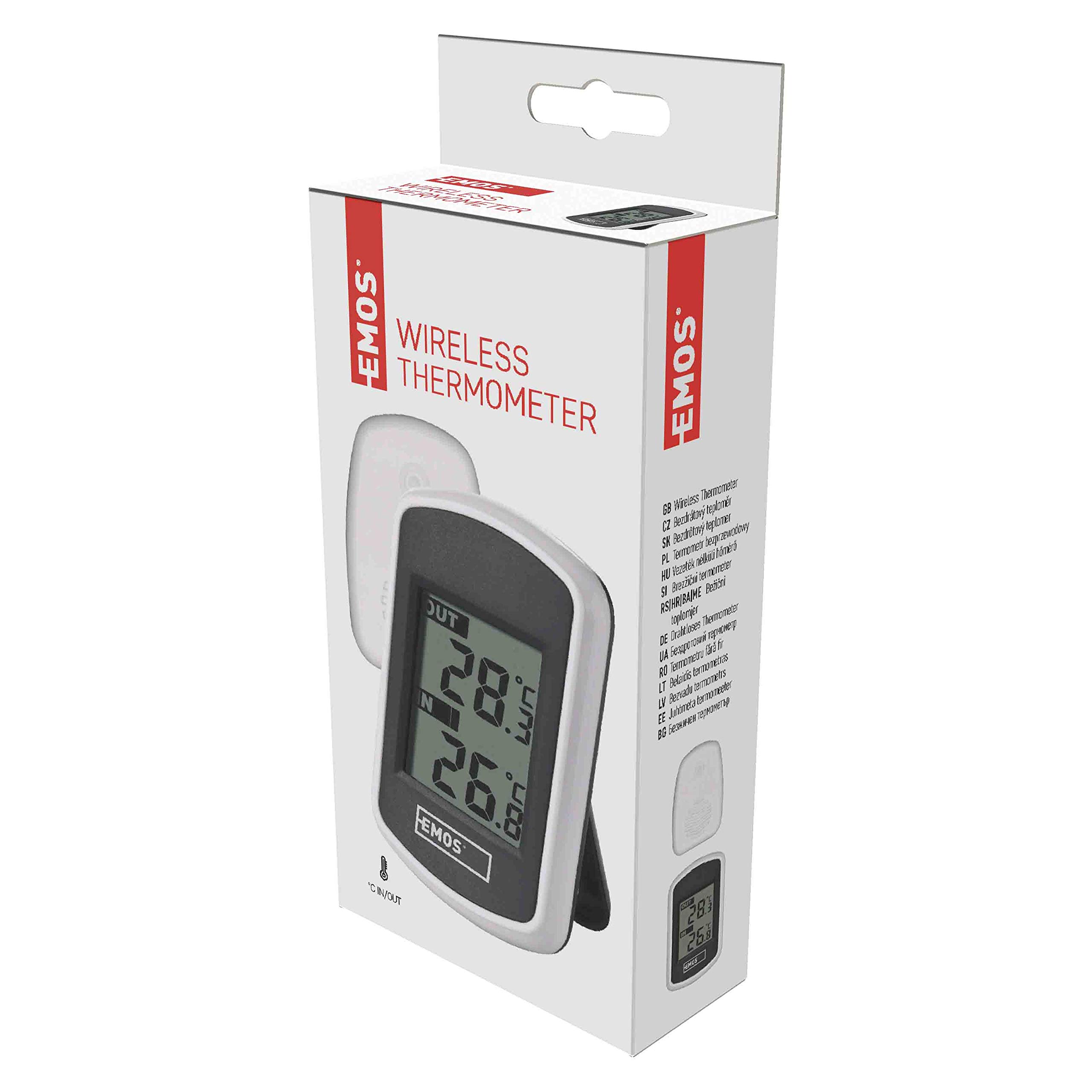 EMOS Wireless Digital Outdoor and Indoor Thermometer with Outdoor Sensor, Battery Operated
