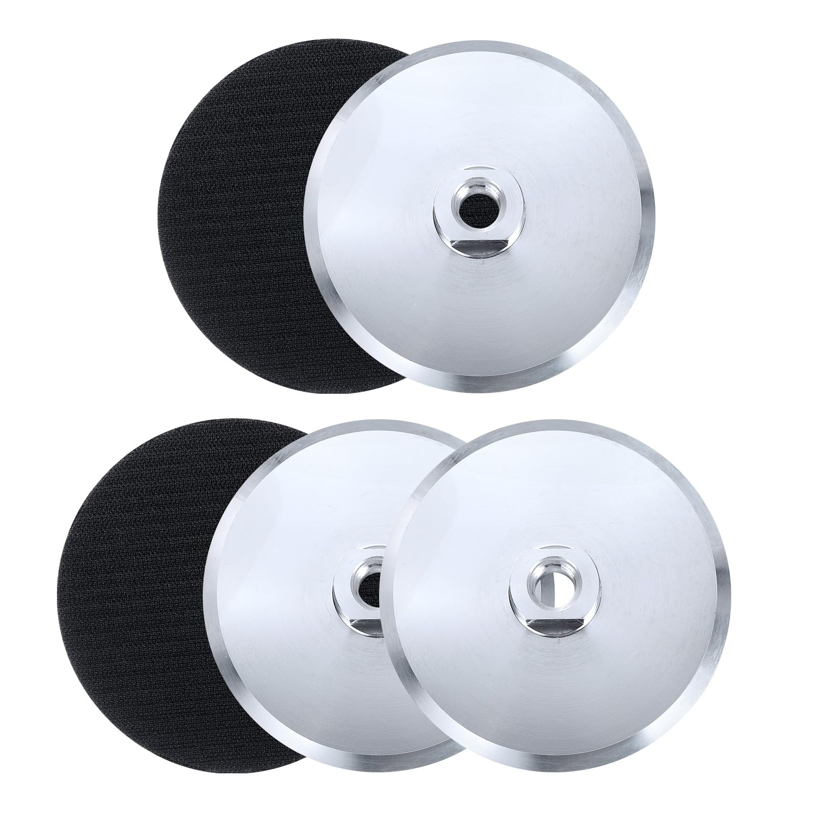 Sourcingmap 5pcs 5 Inch Hook and Loop Backing Sanding Pads with 5/8"-11 Thread for Diamond Sanding Finishing Polishing Buffing Pads, Silver Tone