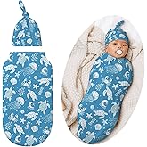 Valvphora Sea Turtle Swaddle Blankets Newborn Receiving Blanket Beach Baby Swaddle Wrap with Hat, Ocean Sea Sleeping Clothes for Baby Girls Boys
