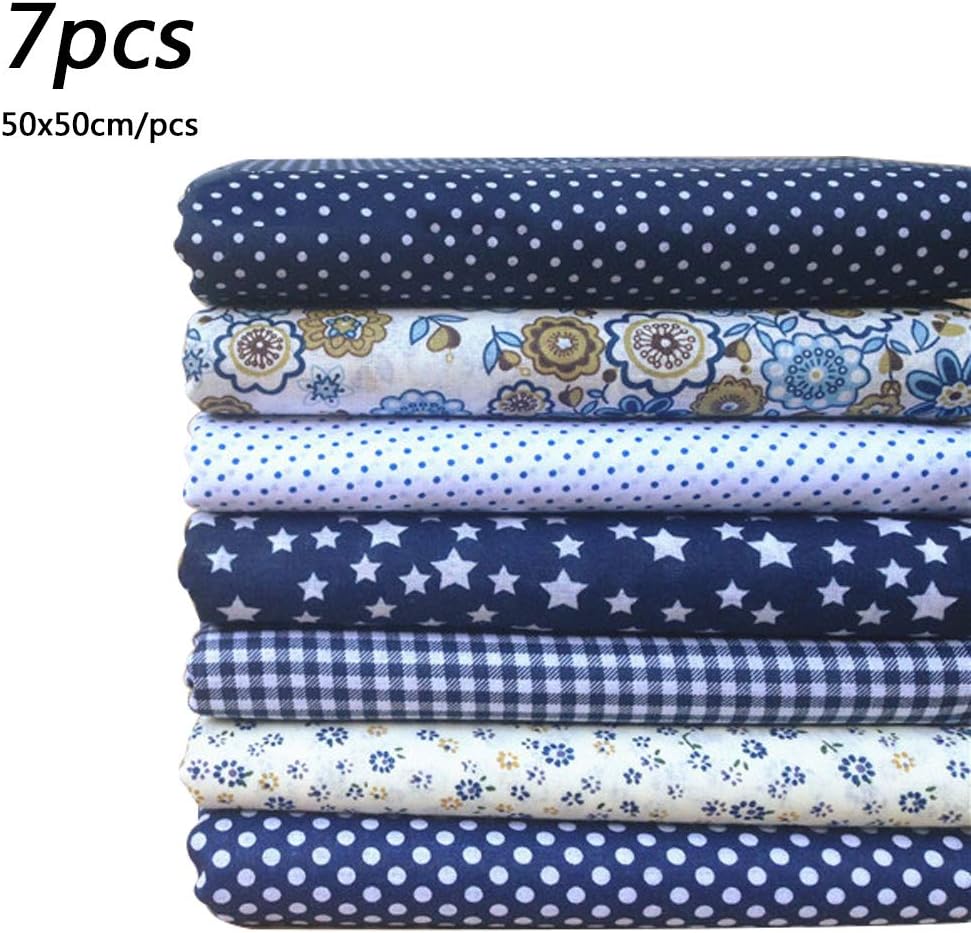 7PCS 50x50cm Cotton Craft Fabric Bundles for Patchwork Quilting,Pre-Cut Quilt Squares for DIY Sewing Patterns Crafts