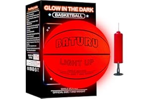 BATURU Glow in the Dark Basketball with 2 LED Lights, Size 7 (29.5"), Impact Activated Light Up Basketball for Teen Boys 8-15 Year Old, Indoor Outdoor Youth Basketball Toys Gifts Includes 12 Batteries