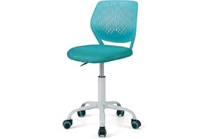 Costzon Kids Desk Chair, Armless Height Adjustable Kids Computer Chair w/Elastic Sponge Filling, Ergonomic Backrest & Stable 