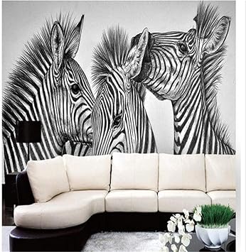 Blanco Y Negro Y Abstracto La Cebra Mural Papel Tapiz Sofa Ajuste