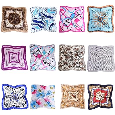 NUWEERIR 12pc Womens Small Square Scarf Set Mixed | Ubuy Bahrain