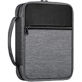 FINPAC Bible Cover, Carrying Book Case Bible Bag with Handle | Church Protective with Zippered Pocket, Gift for Mother Lady Women Men, Gray