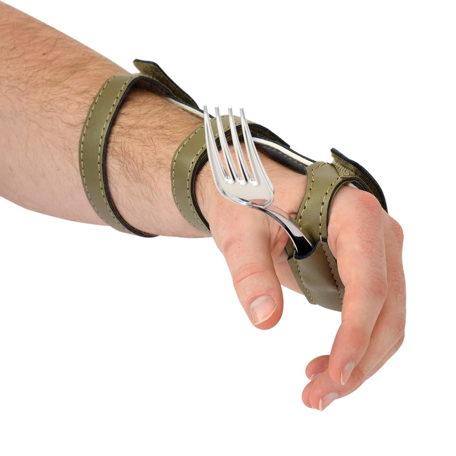 Sammons Preston Economy Wrist Support with Utensil Holder Pocket for Left Hand, Leather Covered Metal Wrist Splint & Kitchen Aid for Carpal Tunnel & Hand Injuries, Stabilize Left Wrists, Large 3.5": Industrial & Scientific