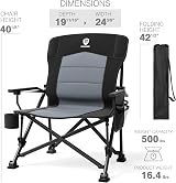 EVER ADVANCED Oversized Folding Camping Chair with Lumbar Support Black view 8