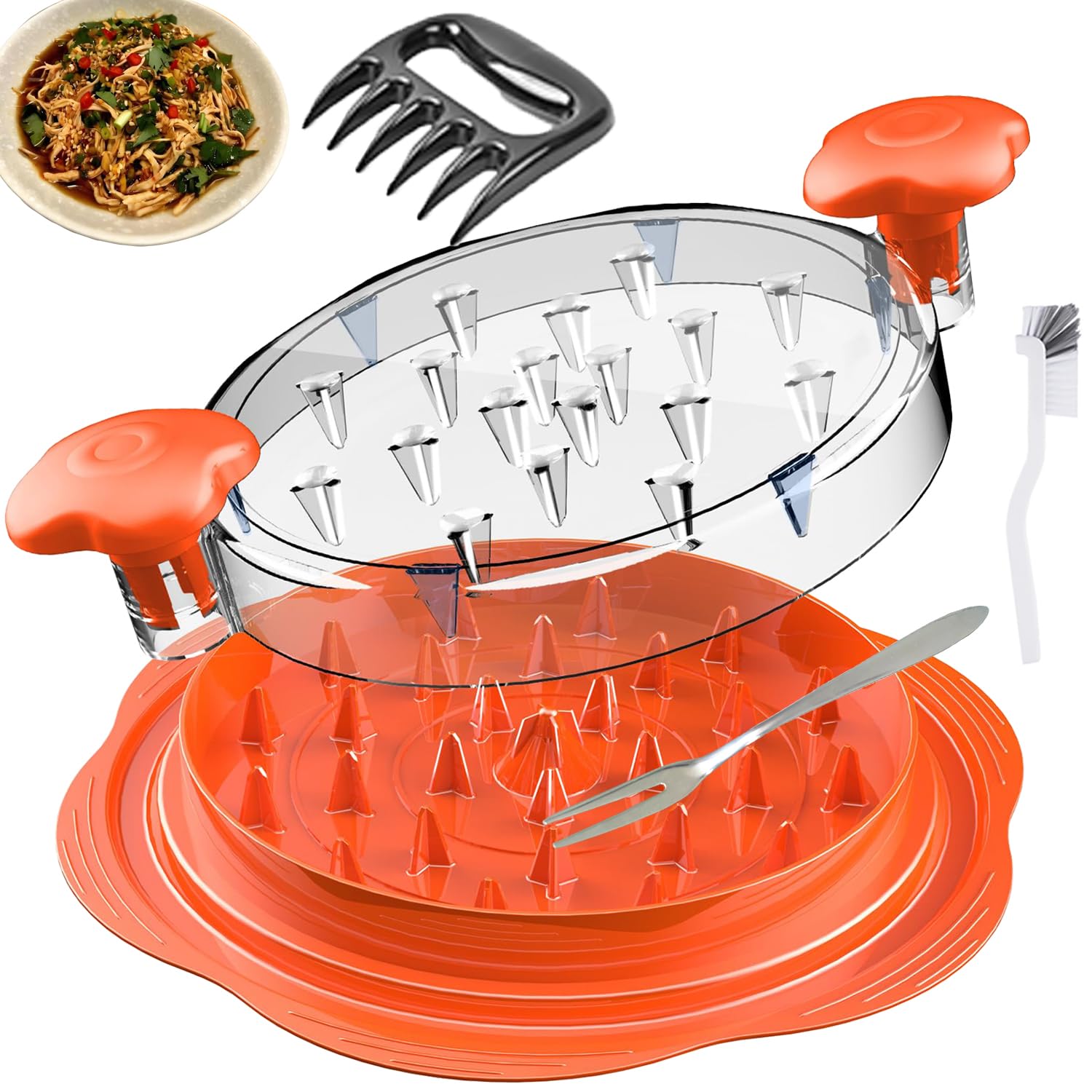 Large Chicken Shredder Tool Twist with Visible Grinder, 10'' Pro Meat Shredder for Pork, Beef & Vegetables – Anti-Slip Base, Ergonomic Handle, BPA Free, Easy Clean + FREE Meat Shredder Claw for BBQ