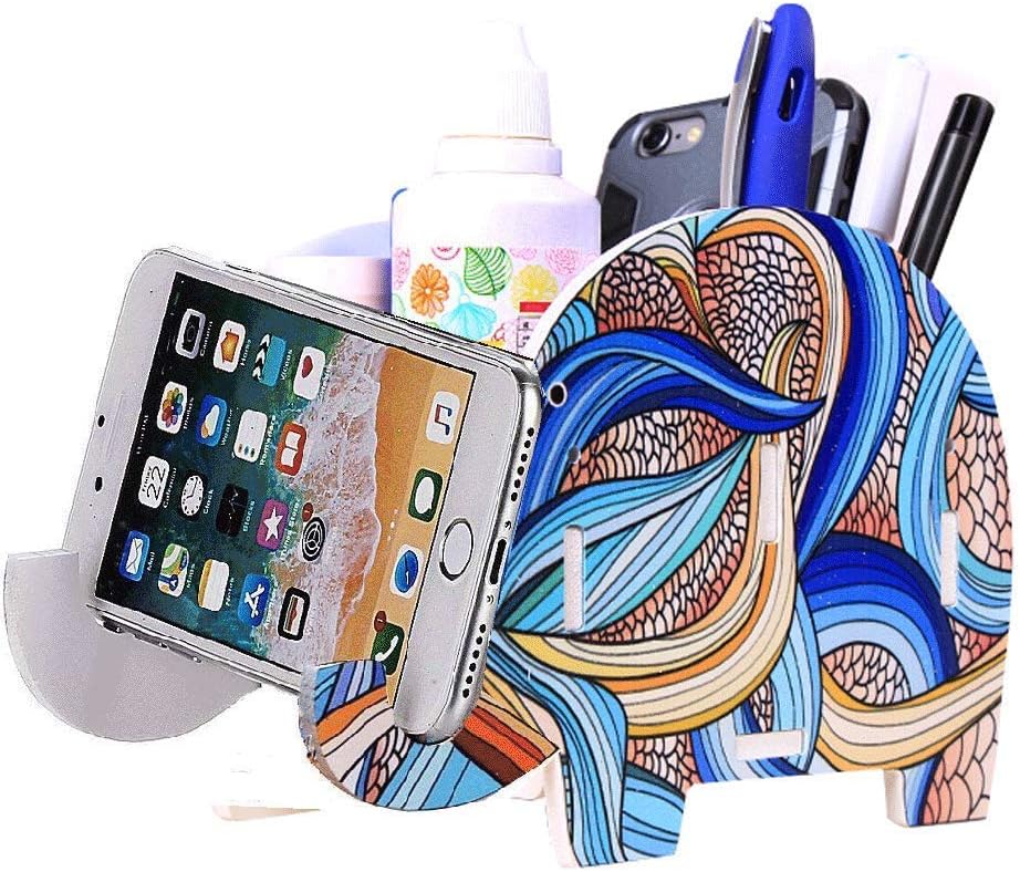 Cell Phone Stand, Cute Elephant iPhone Stand Tablet Desk Bracket with Pen Pencil Holder for Tablet Nintendo Switch iPad Smartphone Pot Holder Container Stationery Box Organizer