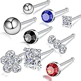 Carperton Nose Rings & Studs - 18g, 20g, 22g 14K Gold Bone Nose Studs for Women in Titanium Steel