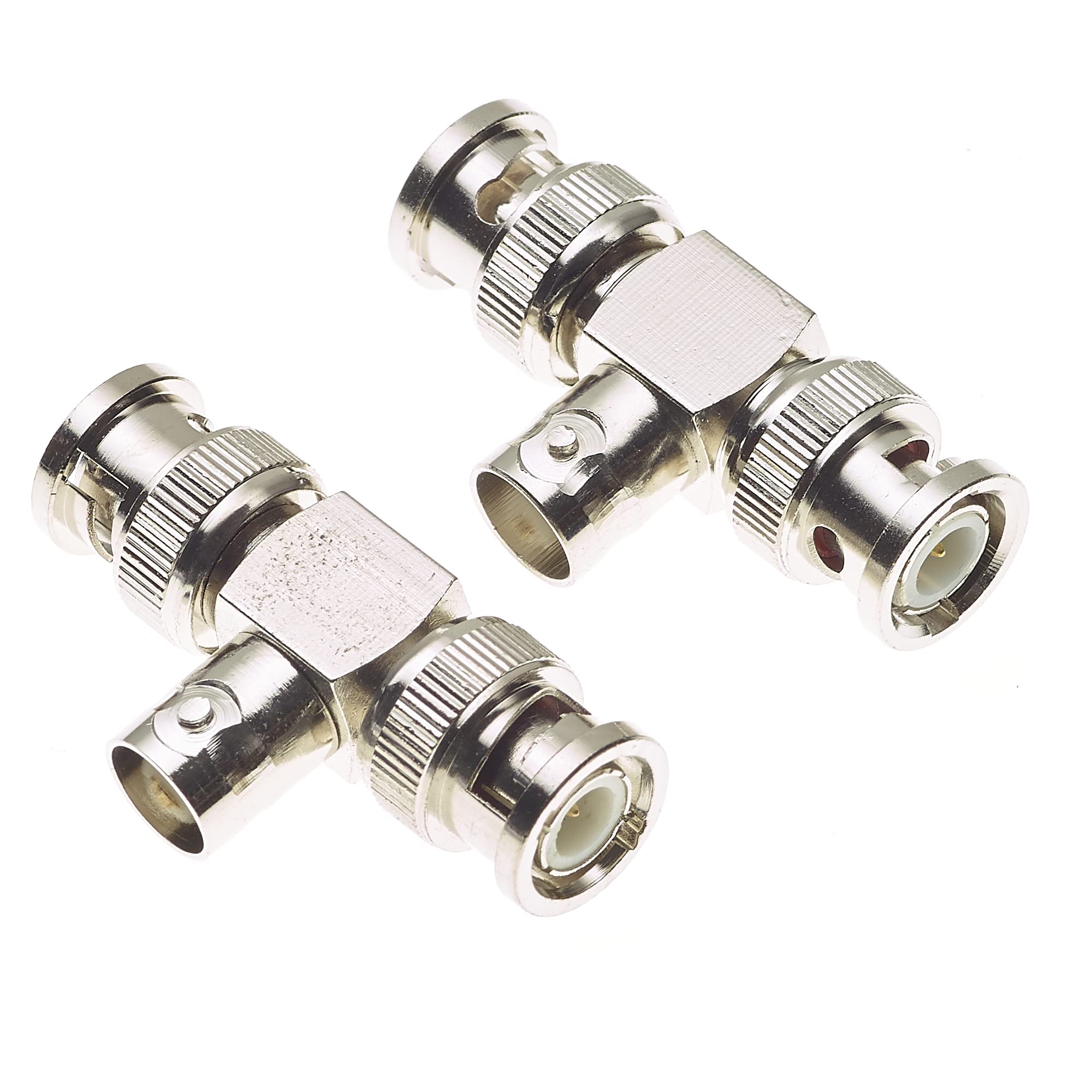 Keple 2x BNC Plug to Socket Adaptor, Pack of 2, 50 Ohm BNC Adapter with Nickel Plated Body for CCTV, Antenna and RF Communications, 2 Male to 1 Female Adapters — image 1