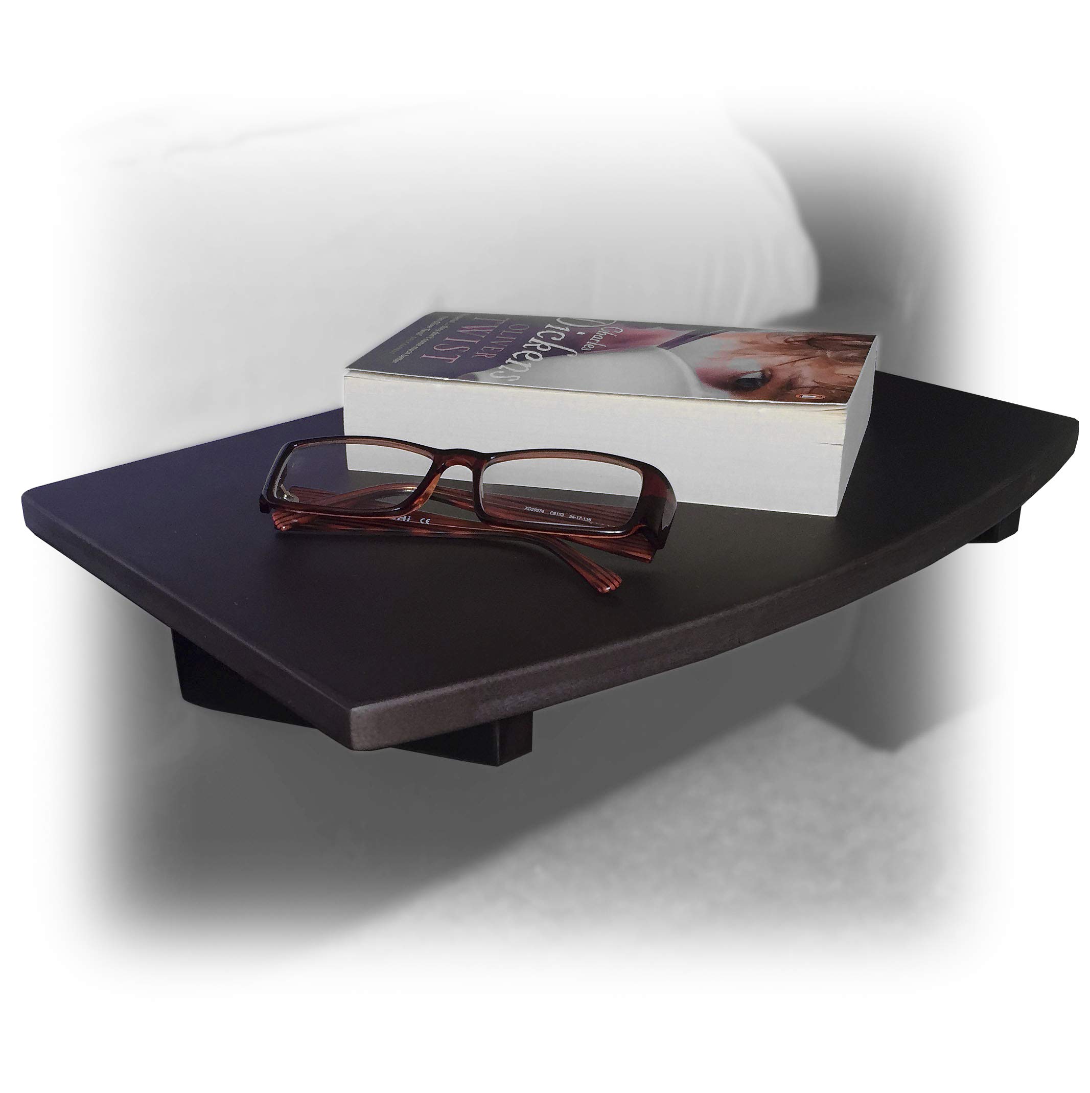 Woodquail Bamboo Clip on Hanging Shelf, Small Bedside Table (Clips 26mm, Black)