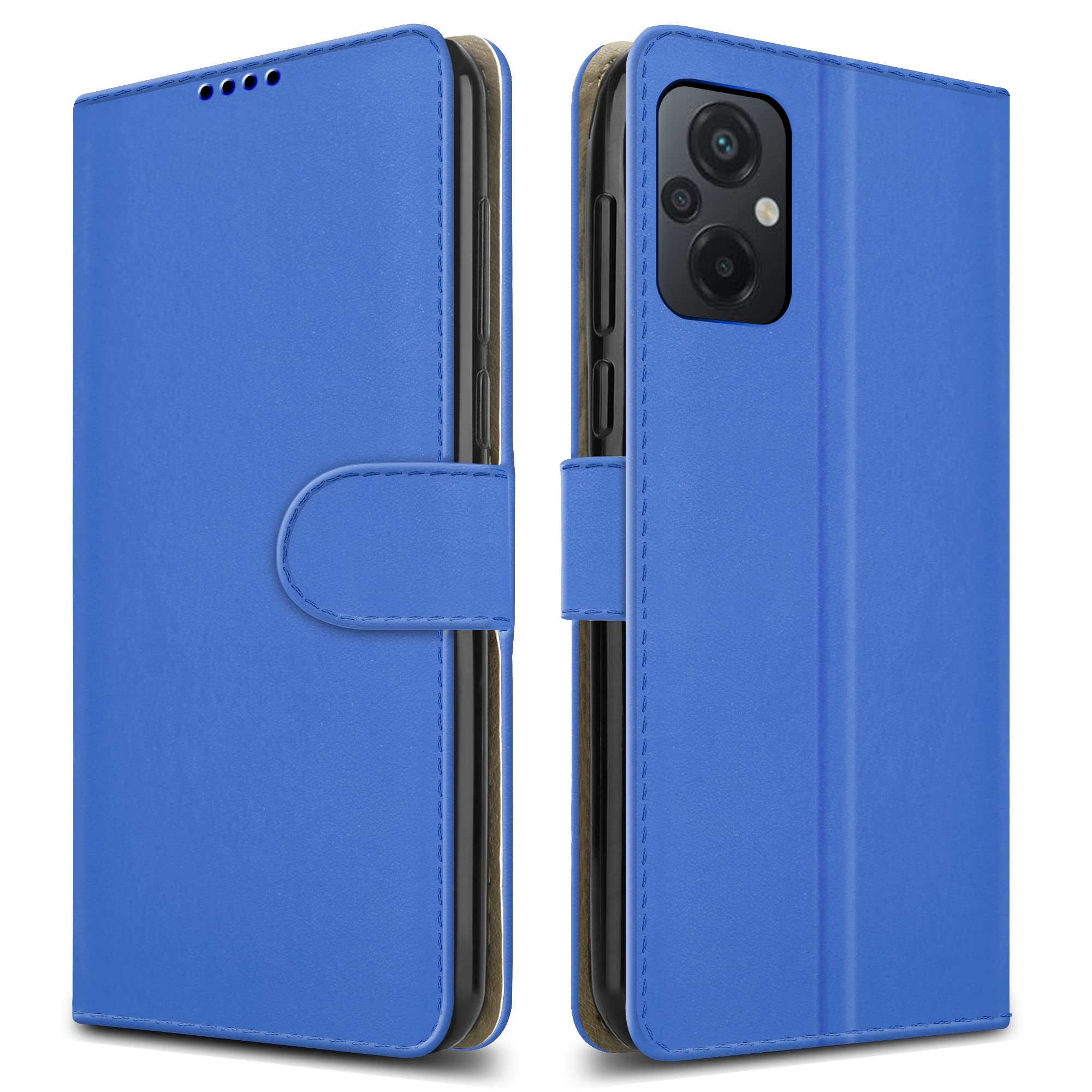 PIXFAB For Xiaomi Poco M5 Leather Phone Case, Magnetic Closure Full Protection Book Folio Design, Wallet Case Cover [Card Slots] and [Kickstand] For Xiaomi Poco M5 - Blue