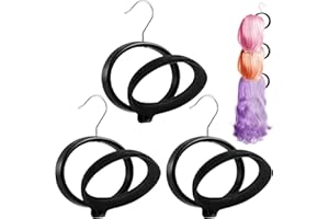 KAQUBE Wig Stands, 3 Pack Velvet Wig Hangers, Foldabe Wig Holders for Hanging Multiple Wigs, Portable for Travel, for Wig Display, Wig Storage, Wig Styling, Keep Wigs in Shape, Hair Replacement Holder