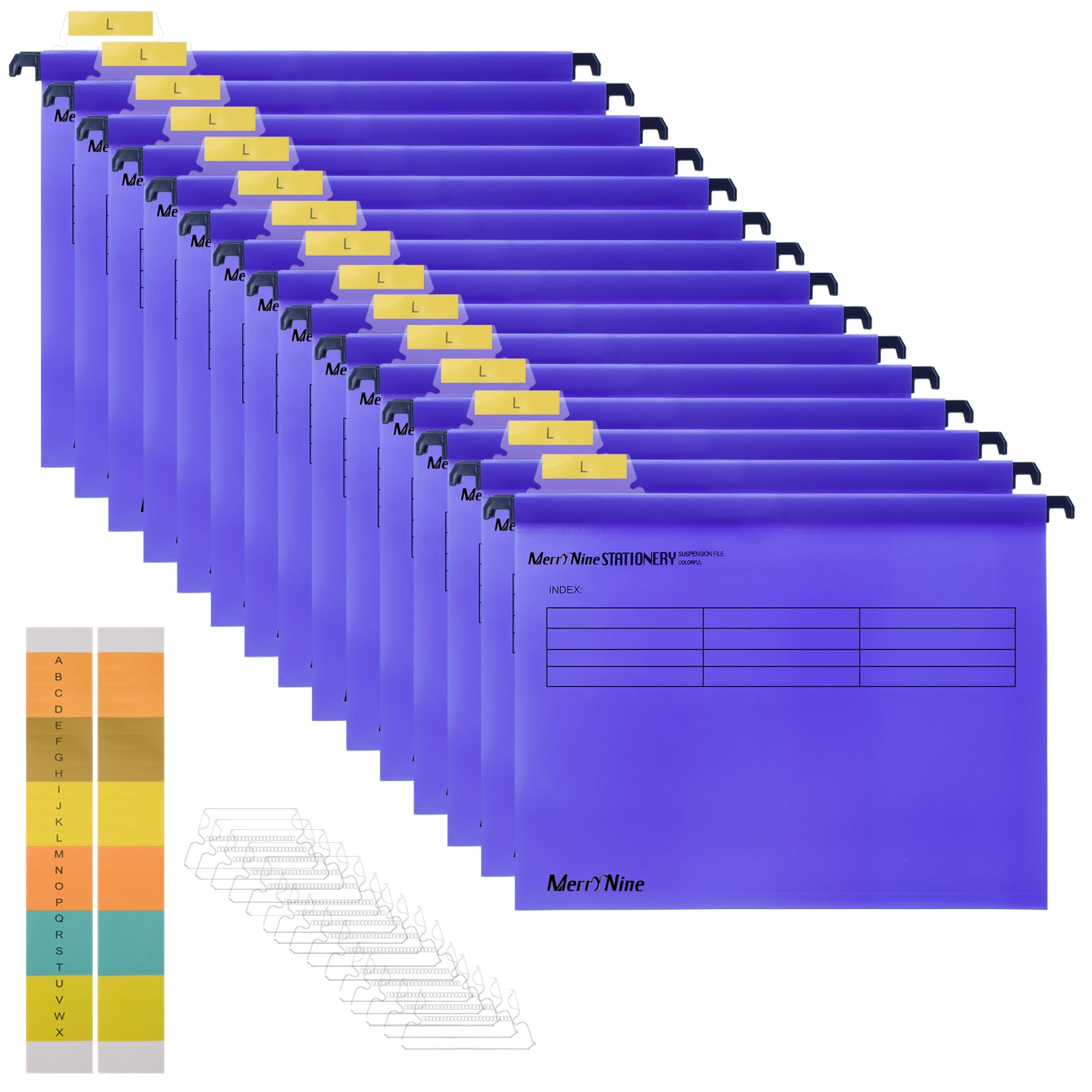 Suspension Files, MerryNine 15PCS Polypropylene Filing Cabinet Suspension Files with Tabs and Card Inserts for School Home Work Office Organization **Check Size Before Ordering ** (Purple, A4)
