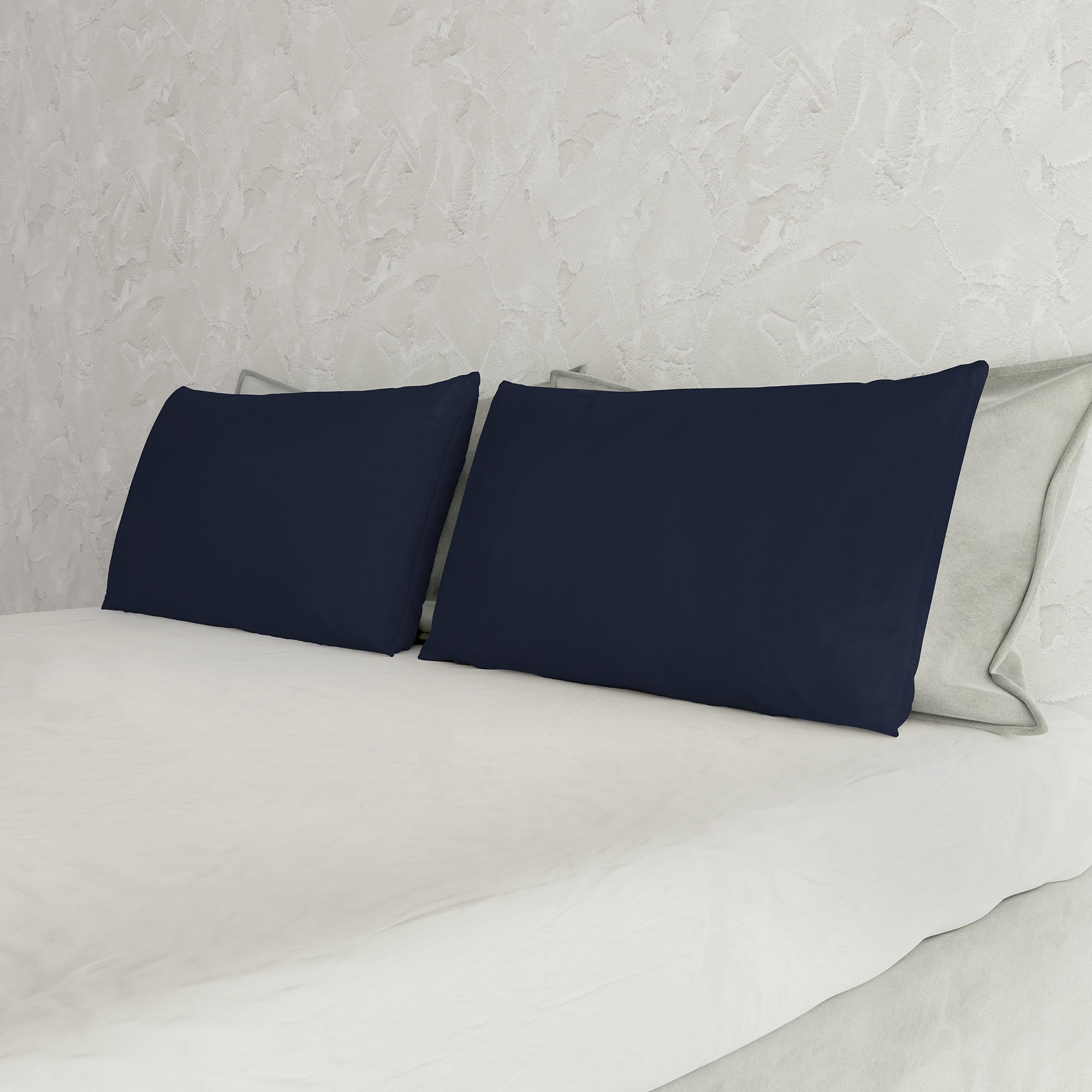 Couple of Plain Color Pillowcases, Dark blue, 52 x 82 cm