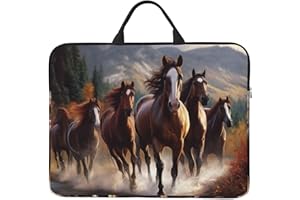 360° Protective Laptop Sleeve 14 Inch Horses Laptop Case with Handle Shockproof Computer Bag Waterproof Briefcase Handbags Po