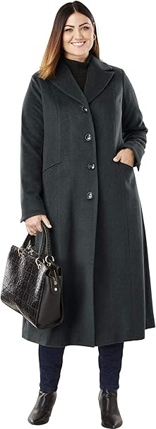 plus size full length wool coat