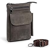 Hengwin Genuine Leather Small Crossbody Purse for Men Women, Travel Passport Wallet Cell Phone Shoulder Holster Belt Pouch Messenger Bag