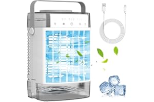 YESTONO Portable Air Conditioners,1600ml Portable AC Unit with 2/4/8H Timer, Powerful 3 Speeds 7 Colors LED Evaporative Air Cooler, Personal Mini Air Conditioner Portable for Room Office Bedroom