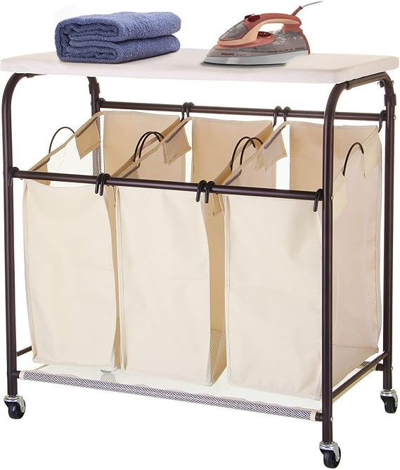 Ollieroo Cesto para la Colada con Ruedas y Tabla de Planchar