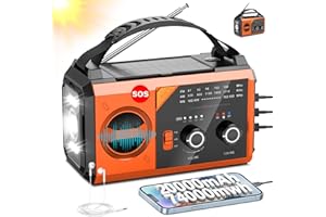 FQBLXY 20000mAh Hand Crank Emergency Radio,AM/FM NOAA Weather Radio with 74000mWh Power Bank Cell Phone Charger,Solar Radio with LED Flashlight,USB Charged,Compass,SOS Alarm Camping & Survival(Orange)
