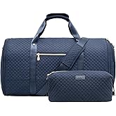 Coolife Garment Bag Carry On Convertible Travel Duffel Bag with Shoe Pouch Weekender Bag for Women Men 2 in 1 Hanging Suit Bag with Shoulder Strap Business Travel Bag (Navy, Standard)