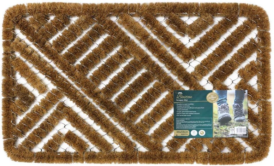 JVL Boston Scraper Mat (39 x 59 cm approx.), Brown, 39 x 59 cm (Rectangular)