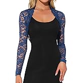 Allegra K Floral Lace Bolero Shrug for Women Elegant Long Sleeve Sheer Cropped Lace Cardigan