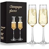 Ocean Ice Mr and Mrs Champagne Flutes, Wedding Champagne Flutes Glass 9 oz, Champagne Glasses Set of 2, Bride and Groom Champagne Glasses, Mr and Mrs Gifts, Wedding Gifts Dishwasher Cleaning Christmas