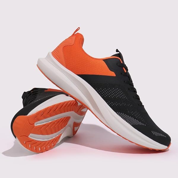 HAWKWELL MEN’S PLUS SIZE WALKING SHOES NON-SLIP WORKOUT FASHION SNEAKERS US SIZE 13 14 15 16 17 18 19, BLACK ORANGE PU, 19 M US