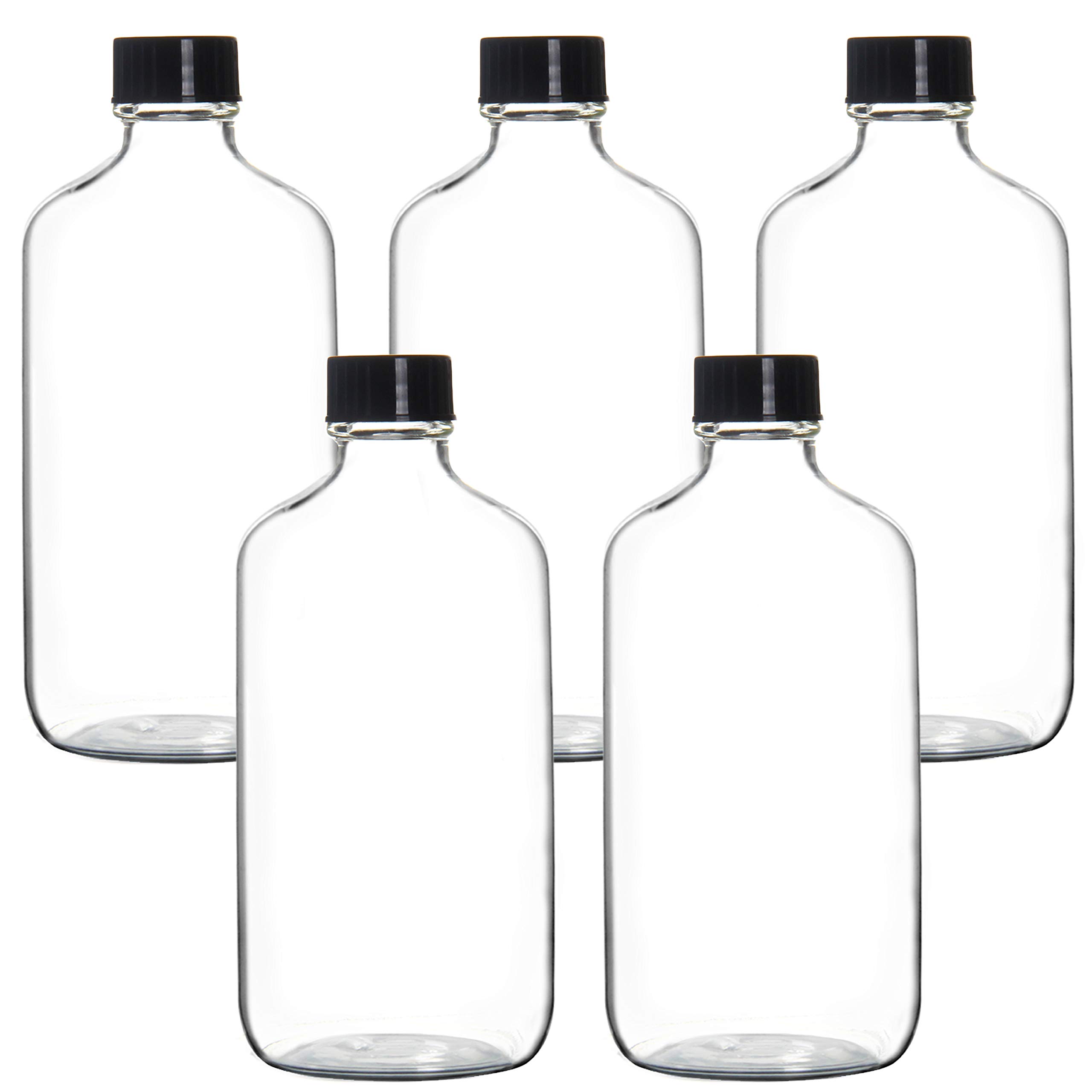 Youngever 5 Pack 250ML Empty Glass Bottles with Lids, Refillable Container for Essential Oils and More (8 Ounce)